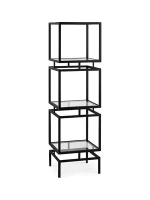 Vivense Olope Siyah Metal Kitaplık Çiçeklik, 3 Raflı