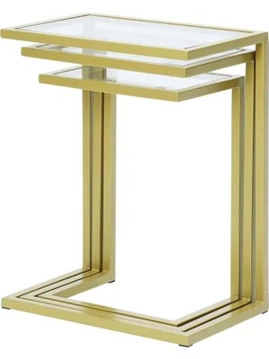 Vivense Bruc Gold Metal Üçlü Zigon Sehpa