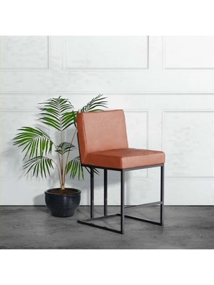 Vivense Frame Siyah Metal Deri Bar Sandalyesi