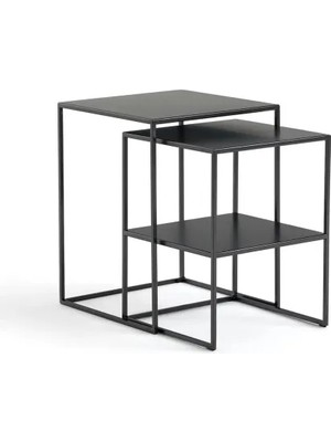 Vivense Hiba Siyah Metal Ikili Zigon Sehpa