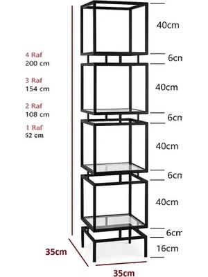 Vivense Olope Siyah Metal Kitaplık Çiçeklik, 2 Raflı