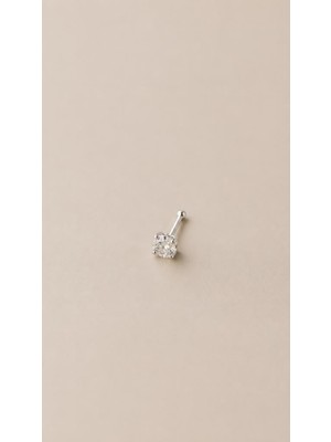 925 Ayar Gümüş Kare Zirkon Taşlı Mini Tragus Helix Piercing Küpe Minimal Kadın Küpe