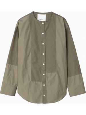 3.1 Phillip Lim Mixed Oxford Collarless %100 Pamuk Hakim Yaka Kadın Gömlek