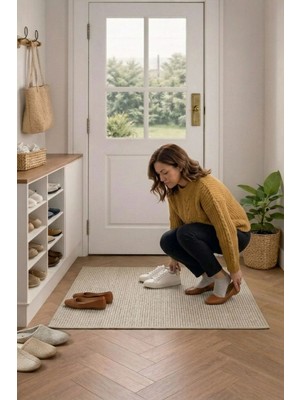 Bonny Home Bej Antre Paspası Kapı Içi Mekan Giriş Halısı Kapı Önü Porlo -7128