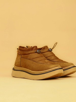 Layki Kadın Dolgulu Kışlık Sneaker Bot Taba Suni Deri Modern Tasarım 38 Numaralı