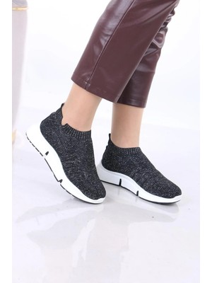 Layki Fiora Siyah Beyaz Renkli Triko Sneaker