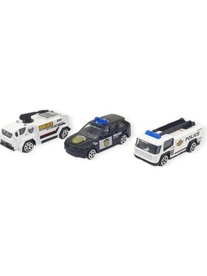 Kuzgun Ticaret 3'lü Iş Makinaları Road Seti - Die Cast - DS044 - Polis  (Lisinya)