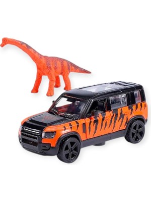 Kuzgun Ticaret Çek Bırak Araç ve Dinazor  Oyun Seti - 6843-2D- Turuncu (Lisinya)