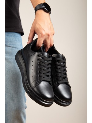 Depderi %100 Hakiki Deri, Kalın Tabanlı, Erkek Deri Sneaker Ayakkabı