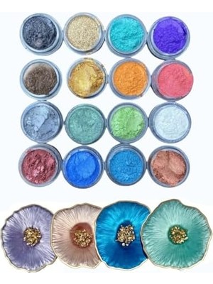 Belirtilmemiş Reçine 16LI Toz Pigment Boya Seti 16X10ML Reçine Mini Pigment A2