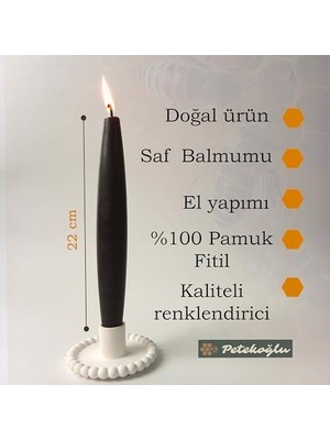 Belirtilmemiş Mum (2 Adet) Şamdan Mumu Formunda Masa Mumu 22 cm Bees Wax (Siyah)