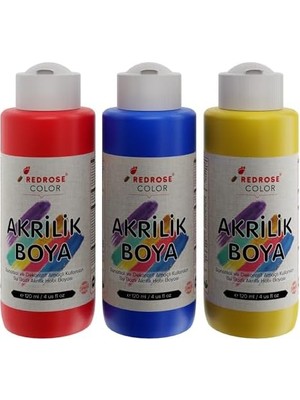 Belirtilmemiş Kırmızı, Mavi, Sarı Akrilik Boya 3'lü Set 3X120 ml