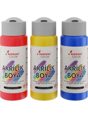 Belirtilmemiş Kırmızı, Mavi, Sarı Akrilik Boya 3'lü Set 3X60 ml