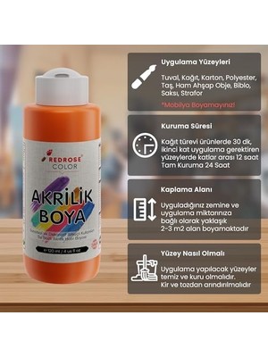 Belirtilmemiş Turuncu Akrilik Boya 120 ml