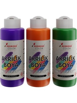 Belirtilmemiş Yeşil, Mor, Turuncu Akrilik Boya 3'lü Set 3X120 ml