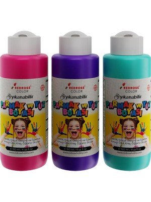 Belirtilmemiş Mor, Fuşya, Turkuaz Parmak Boyası 3'lü Set 3X120 ml