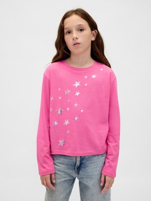 Gap Kız Çocuk Pembe Relaxed Grafik T-Shirt