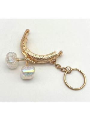 Angel Çanta Aksesuar 5 cm Anahtarlıklı Cüzdan Klipsi Golden Renk Sedef Beyaz Şeker Toplu