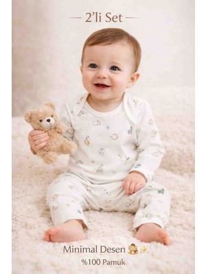 Babido Bebek 2li Set %100 Pamuk Çıtçıtlı Body ve Alt Yenidoğan Kız Bebek Takımı