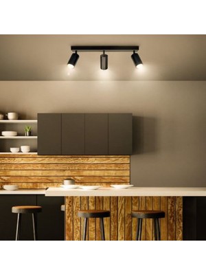 Riolight Rıolight Modern2 Siyah Salon,mutfak,giyinme Odası,cafeler Için Metal 3lü LED Spot Avize(Ampul Dahil)