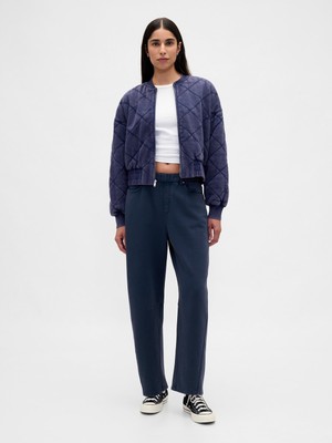 Gap Kadın Lacivert Heavyweight Fransız Havlu Kumaş Barrel Pantolon