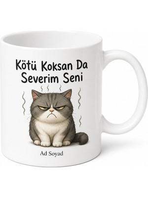 Tupya Gift Smelly Cat Baskılı Kötü Kokan Kedi Kupa Bardak Komik Kedi Hediye