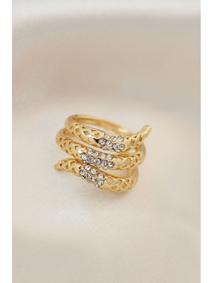 Cm Store Ayarlamalı Altın Renk Metal Zirkon Taşlı Yüzük 5886