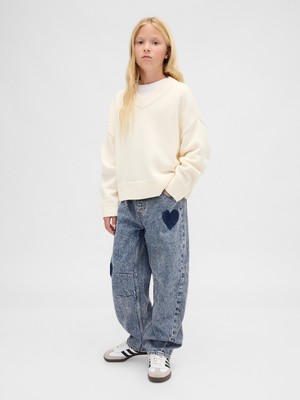 Gap Kız Çocuk Mavi Easy Barrel Jean Pantolon