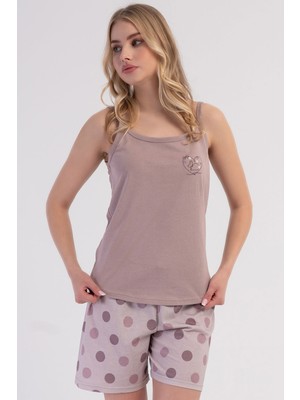 Vienetta Pamuklu Kadın Ip Askılı Şortlu Pijama Takım, 602012