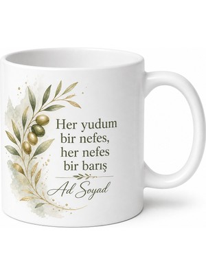Tupya Gift Barış Çayı Yazılı Baskılı Kupa Bardak Hediye Özel Tasarım Porselen