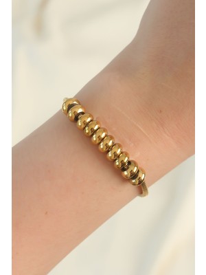 Cm Store 316L Çelik Gold Renk Oval Figürlü Bileklik 5886