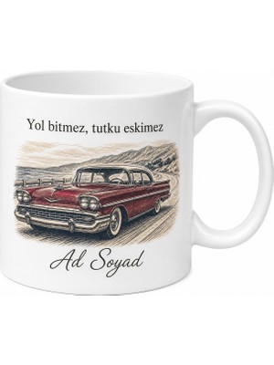 Tupya Gift Klasik Araç Sever Için Kişiye Özel Retro Temalı Baskılı Kupa Bardak Hediye
