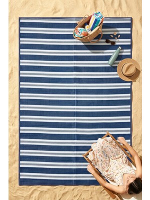 Eliz Home Havuz Plaj Karavan Halı Hasır Kilim Katlanabilir Halı Balkon Teras Bahçe Kamp Halısı Lacivert
