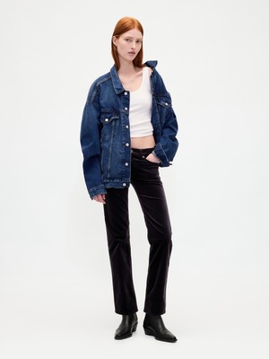 Gap Kadın Siyah Low Rise Kadife '90S Slim Pantolon