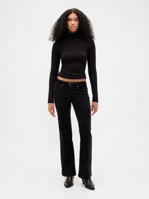Gap Kadın Siyah Low Rise Kadife Long & Lean Pantolon