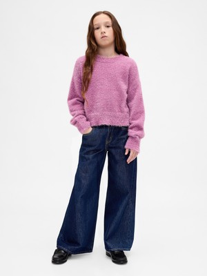 Gap Kız Çocuk Mavi Low Rise Baggy Metalik Jean Pantolon