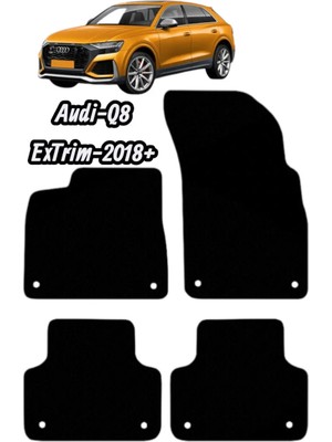 Gian Fabio Falleri Lacasa Audi-Q8 EXTRIM-(2018 ve Sonrası)Uyumlu Renkli Kenar-Silikon Topukluklu Premium Velur Halı Paspas