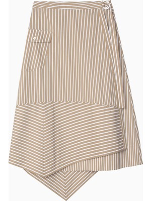 3.1 Phillip Lim Çizgili Poplin Asimetrik Wrap Kadın Etek