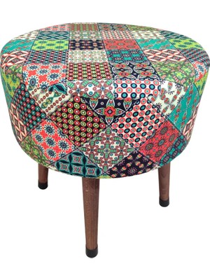 Ustaagac Osmanlı Bohem Etnik Puf Koltuk Bench Tabure – Dekoratif Ahşap Ayaklı | Doğal & Modern Stil