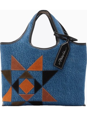 3.1 Phillip Lim Denim Suede Patch Kadın Mini Market Tote Çanta