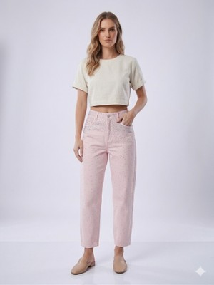Centilmen Onix Yüksek Bel Taş Işlemeli Casual Denim Pantolon T8046