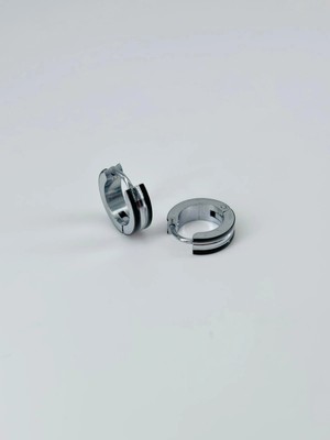 Sepetopia Rodyum ve Siyah Çelik Erkek Küpe Çap (9 Mm) Kalınlık (4 Mm) - EKP0006
