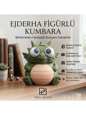 3Dlab Three-Dimensional Systems Sevimli Yeşil Ejderha Dekoratif Kumbara Parabox Para Biriktirme Kutusu Çocuk Kumbarası