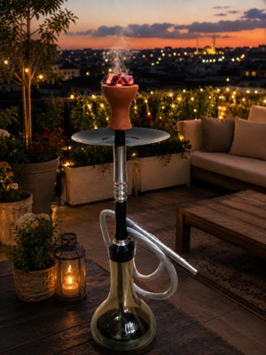 Nargile Takımı 65 Cm Modern Şişe Lüx Balkon Cafe Nargilesi 17 Cm Taban Çapı