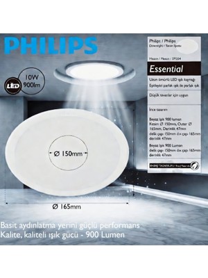 Philips 59204 10W 900LUMEN 6500K Beyaz Işık 150MM Delik Çapı