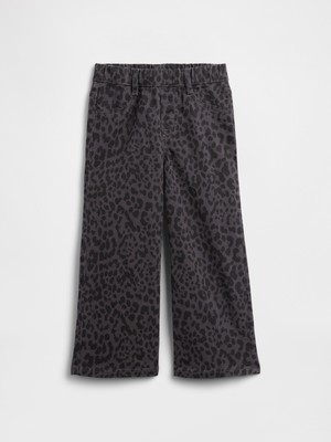 Gap Kız Bebek Gri Gap Pull-On Leopar Wide-Leg Jean Pantolon