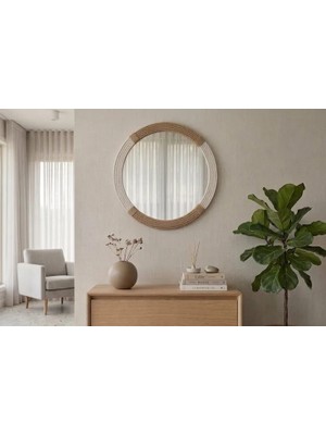 Vivense Mare Natural Jüt Detaylı Duvar Aynası