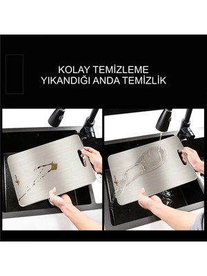 M3 Decorium Kaliteli Paslanmaz Çelik Kokmaz Bakteri Tutmaz Mikroplastik Bırakmayan Kesme Tahtası Panosu Tezgahı Levhası Mutfak Doğrama Matı