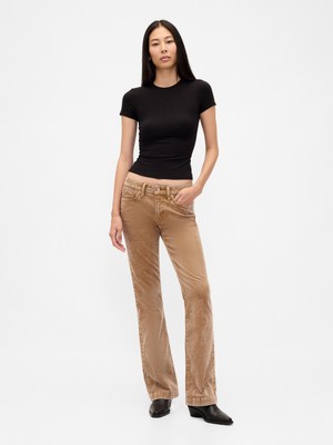 Gap Kadın Kahverengi Low Rise Kadife Long & Lean Pantolon