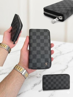 Damalı Unisex Fermuarlı Cüzdan